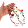 Ethnic Style Artistic Beaded Charm Keychain Vintage Flower Phone Lanyard Bag Pendant Key Hanging Decoration Gifts