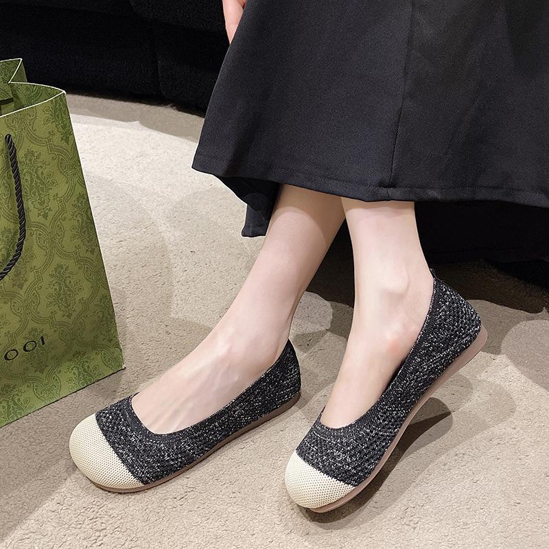 

Летающая вязка полая и дышащая однопедальные мягкоподошвенные туфли Дуду маленькие ароматные ветровые туфли куклы с большой головой туфли для通勤 40 чёрный