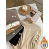 Small Stand Collar Cashmere Undercoat Women's Wear with Autumn and Winter White Long-sleeved T-shirt Slim Fit Plus Cashmere Frosted Solid Color Blouse