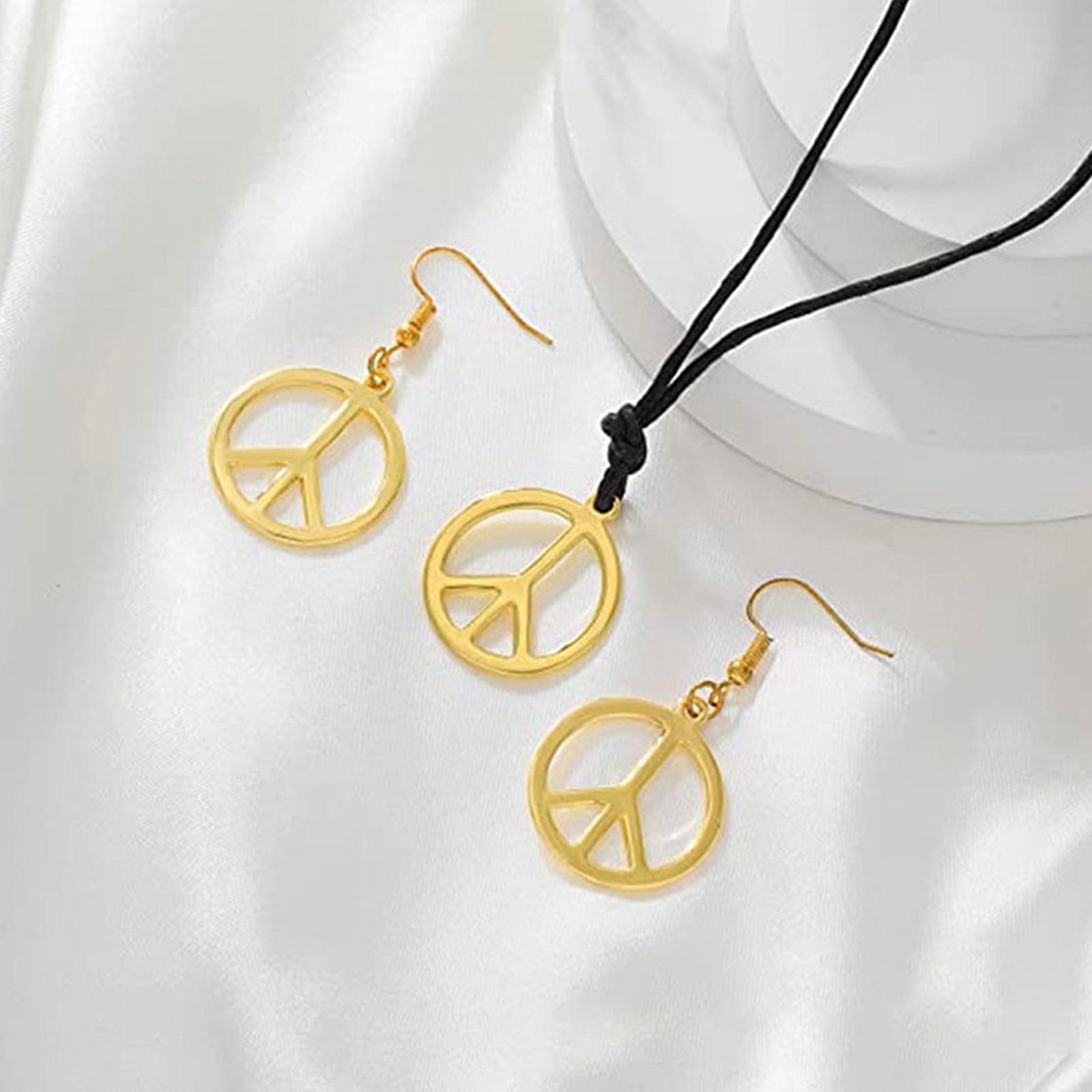 

Личность Круглые Серьги Ожерелье Мода Ретро Антивоенный Набор белый