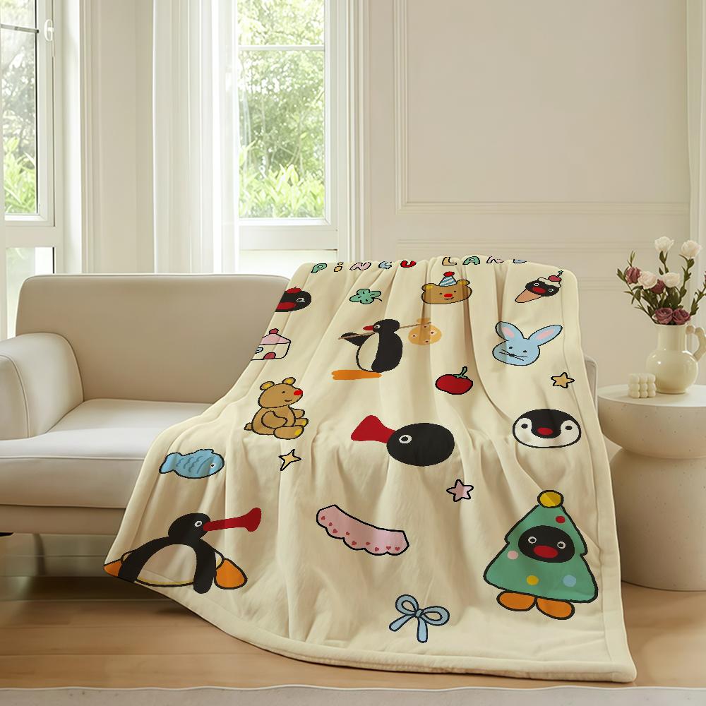 Cartoon P-Pingu Cute Blanket Warm Soft Suitable For Bedroom Sofa Bed Living Room Office Travel Camping Gifts