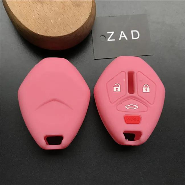 ZAD Silicone Rubber Car Key Cover Case for Mitsubishi Lancer Evolution Remote Key Chain Cover 3+1 4 Buttons Key