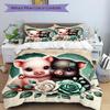 3pcs Piglet Roses Bedding Set Soft Polyester Down Comforter Cover and Pillowcases, Suitable for All Seasons, Practical gifts for the home 0729098
