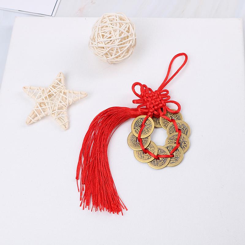 Čínské feng shui mince štěstí bohatství 9 císařských mincí domácí auto závěsný řetězec