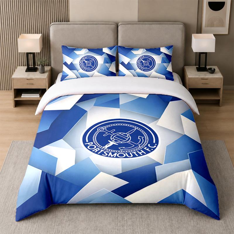 3Pcs Bedding SetPortsmouth FC Soft Bed Sheet and Two Pillowcases Home Bedroom Decor