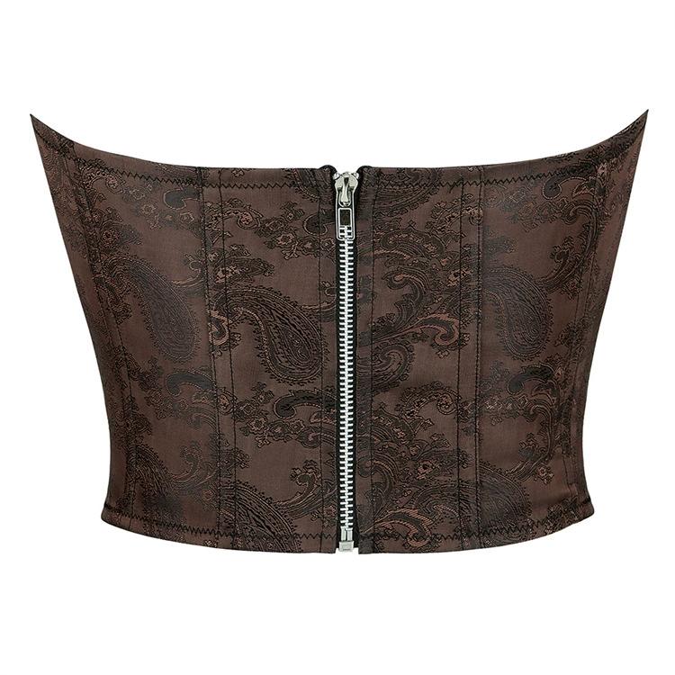 JYL TS deep brown zipper style strapless women's court shaping top