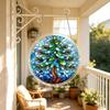 2D Acrylic Puzzle Suncatcher Window Hanging Decor Stained Glass Style Tree Design Round Ornament for Home Office Indoor Outdoor Use