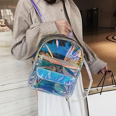 Mochila Láser para Estudiantes Estilo Ins Súper Popular para Mujer, Nueva Versión Coreana Moderna Mini Transparente Tendencia