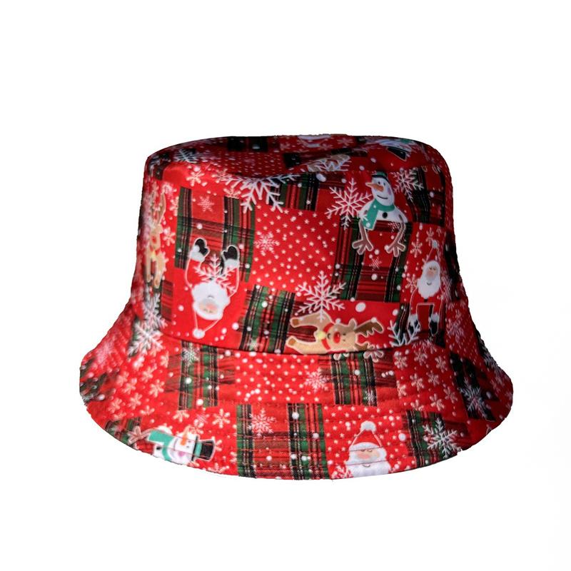 Xmas Santa Claus Printed Street Style Festive Outdoor Sun Fishermen Men Women Merry Christmas Reversible Bucket Hat