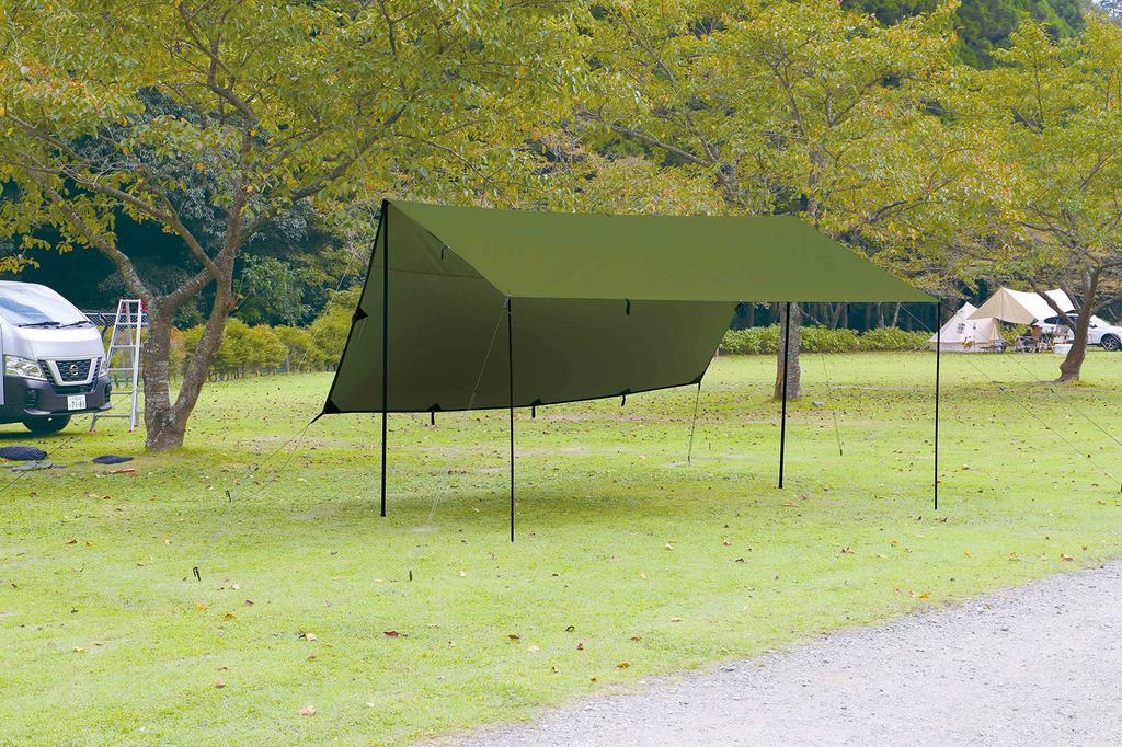 OUTDOOR MAN QUADRADO TARP Olivgrönt presenningstält Rectatarp öppen presenning UV-behandling UV-skydd Vattentät tryckbeständig förvaringspåse ingår BBQ KOTT-009K