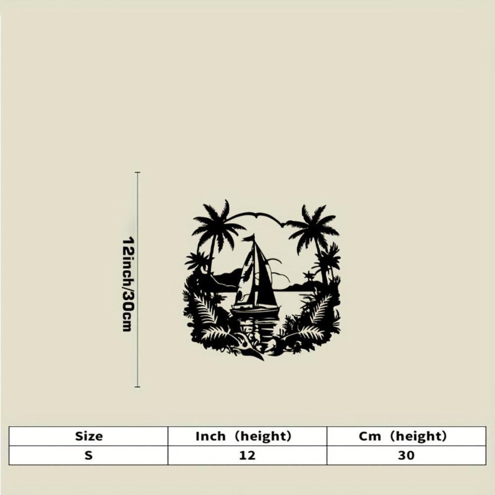 

Metal Wall Art Ocean Sailboat Tropical Plants Black Design Gift for Valentine Wedding Home Decor S-30cm/12inch