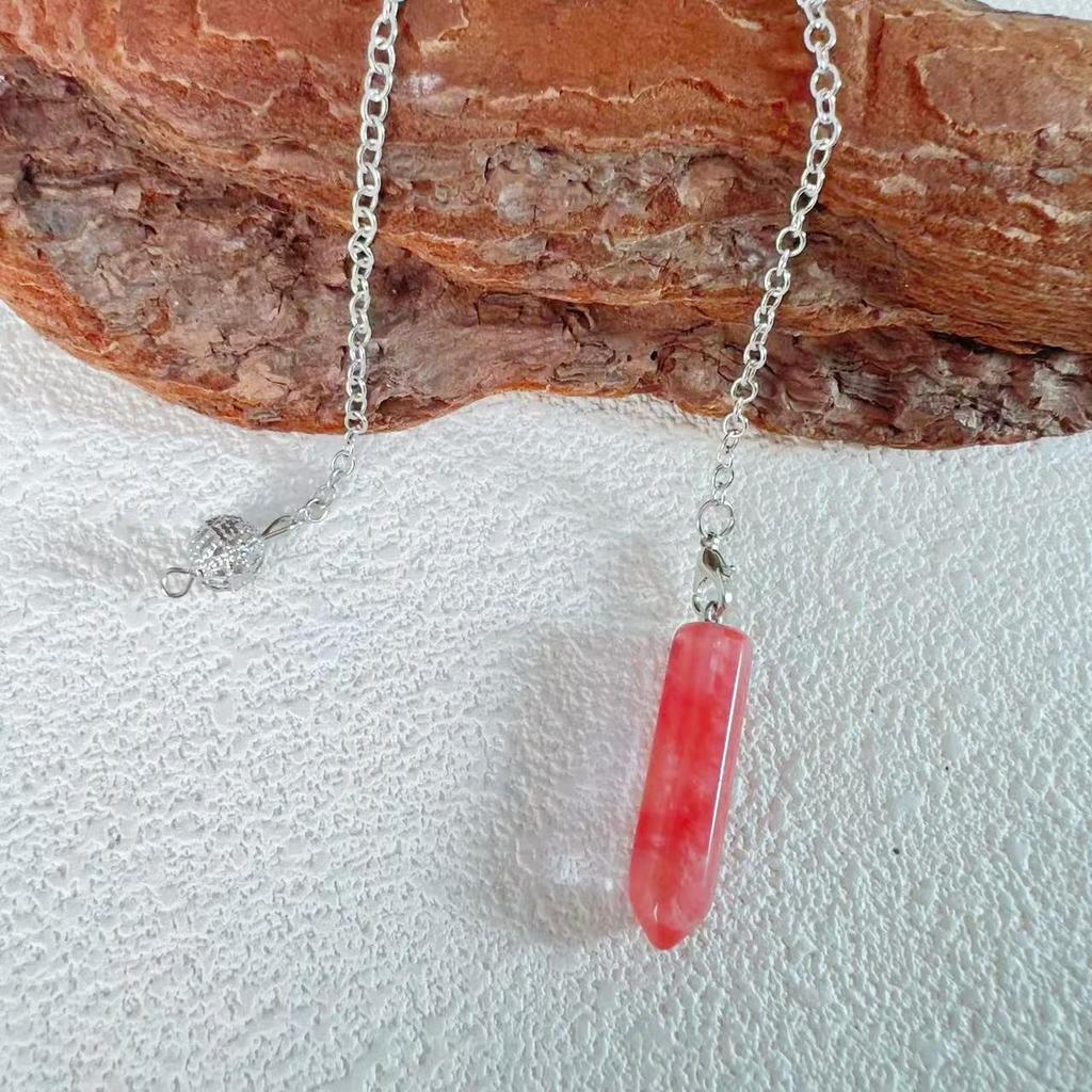 Natural Stone Hexagonal Pendant Necklace - Large Crystal Bullet Clavicle Chain for Women