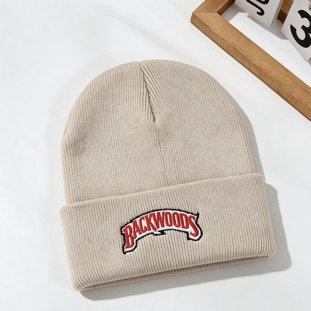 Autumn and Winter Embroidery Pullover Hat Alphabet Knitted Hat Backwoods Couple Warm Cold Hat American Versatile Wool Hat