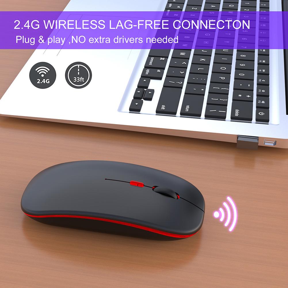 HXSJ Wireless Mouse Rechargeable for Windows XP Vista Me 2.4G Colorful Light Office Supply M40Black