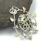 Natural Dalmatian Jasper Gemstone 925 Sterling Silver Jewelry  Pendant 1.77" AJP-77