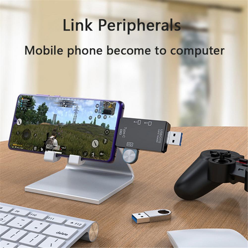 6 In 1 SD USB Type C Card Reader USB 2.0 TF/Mirco SD Smart Memory OTG Flash Drive Cardreader Adapter