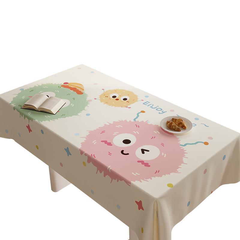 Rectangle Dining Table Tablecloth Waterproof And Oil-Proof Leave-In Cartoon Cute Wind Coffee Table Tablecloth Dining Table Cover