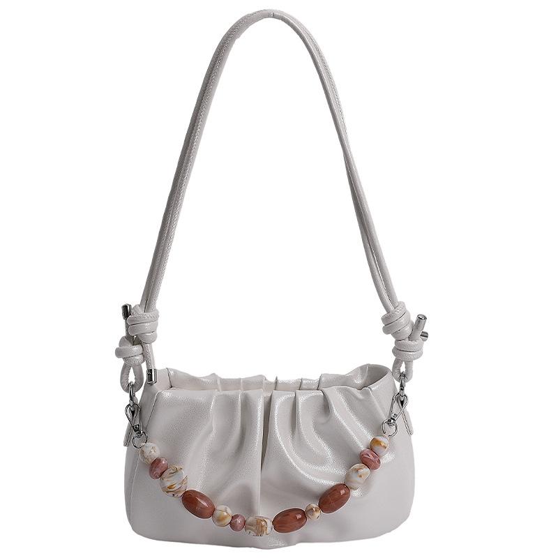 

Нишевая модная плиссированная портативная сумка-облако женская 2025 лето новая универсальная текстурная сумка через плечо белый