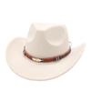 Western Cowboy Hat Woolen Felt Hat Tibetan Top Hat Upturned Brim Bull Head Accessories Jazz Hat