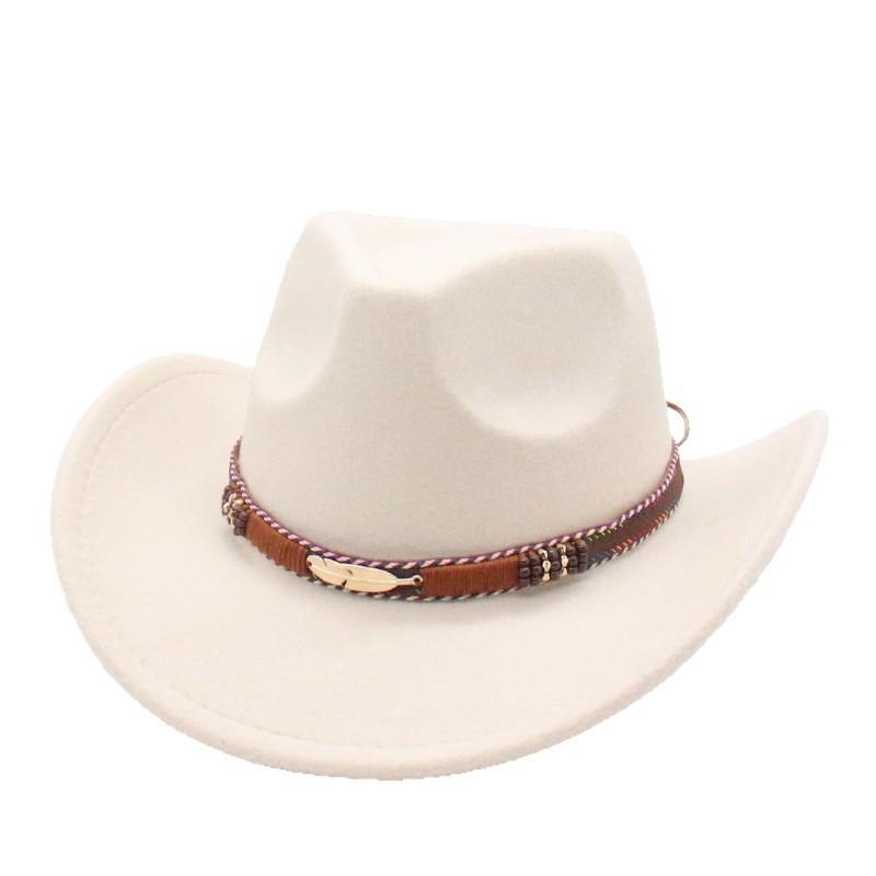 Western Cowboy Hat Woolen Felt Hat Tibetan Top Hat Upturned Brim Bull Head Accessories Jazz Hat