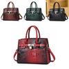 Fashionable Mom's Chic Handbag With Spacious Interior And Elegant Crocodile Pattern