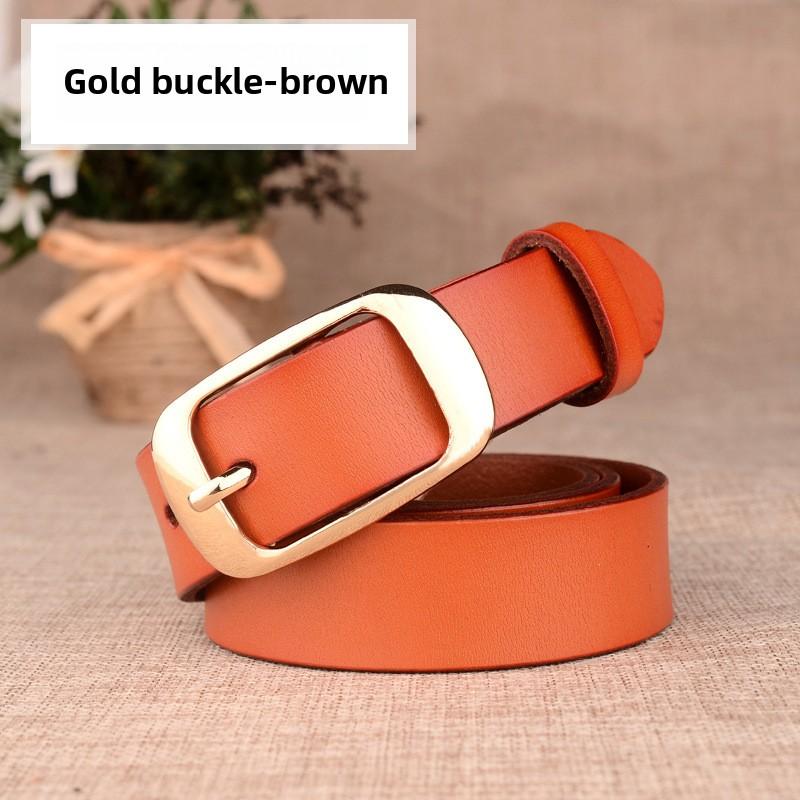 Women's Genuine Leather Belt - Pin Buckle, Adjustable Fashion Waistband Accessory