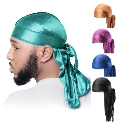 5 Adet Yeni ipek Durag Bandana Türban Şapka Erkekler Nefes Alabilen Uzun Kuyruklu Doo Rag erkekler için Duraglar Korsan Şapkası Kafa Bandı