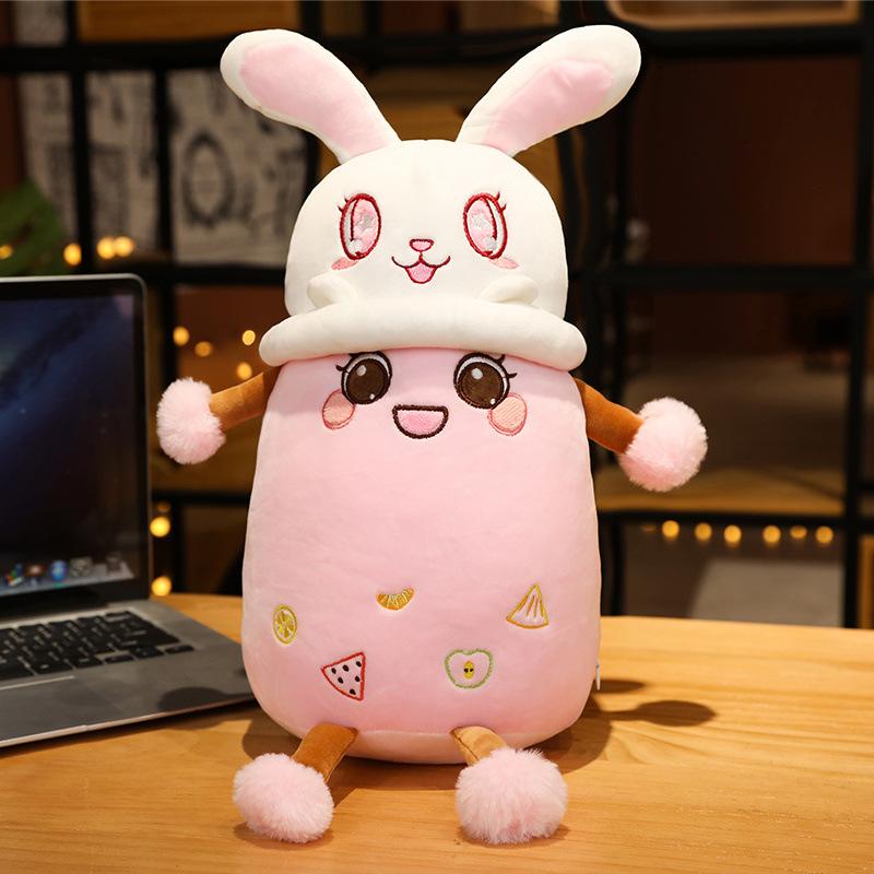 

Cartoon Milk Tea Rabbit Pillow Shiba Inu Plush Toy Children Holding Sleeping Doll Lying Pillow Doll Gift 28CM рожевий