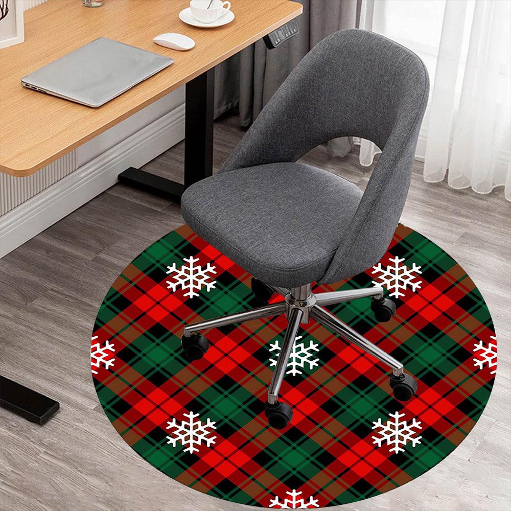 

1pc Plaid Snowflakes Round Chair mat Area Rug - Non-Slip, Floor Mat for Office, Bedroom, and Indoor Decor -1002164 80cm by 80cm