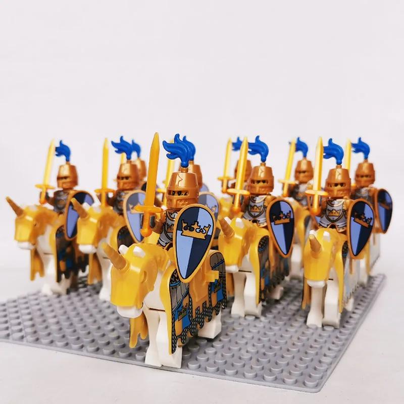 Medieval Roman Dynasty Commander Golden Warrior Spartan Solider Hawk Princess King Dragon Knight War Horse Figure Block Kids  Children Toy