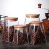 4pcs Glass Storage Jar Set High Borosilicate Glass Canisters for Food Clear Containers with Wooden Lids Kitchen Organizers