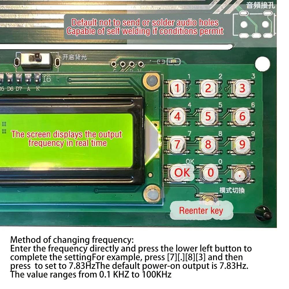 0.1-30KHZ 7.83HZ Schumann Signal Generator Resonance Frequency Pulse Audio Resonator Sine Wave Square Wave Inverted Square Wave