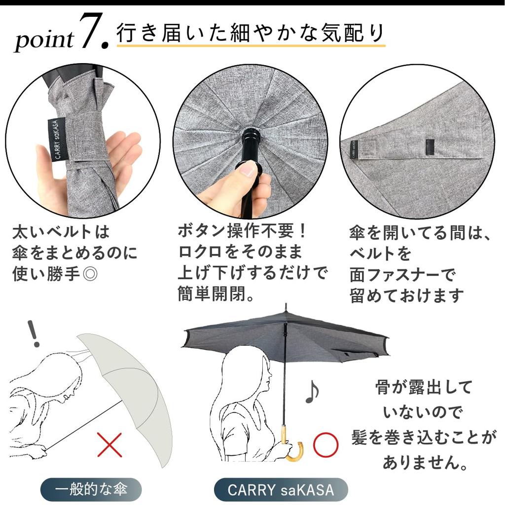 CARRY saKASA Classic Model Inverted Stays Large Diameter UV Highly Suitable for Sun and Stylish for Men Platinum Umbrella, Dry, 120cm, Protection,