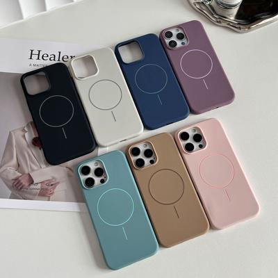 TPU Fosco Sucção Magnética para Capa de Celular IPhone17promax Cor Sólida 16 com Flanela para Capa Oficial Apple 15