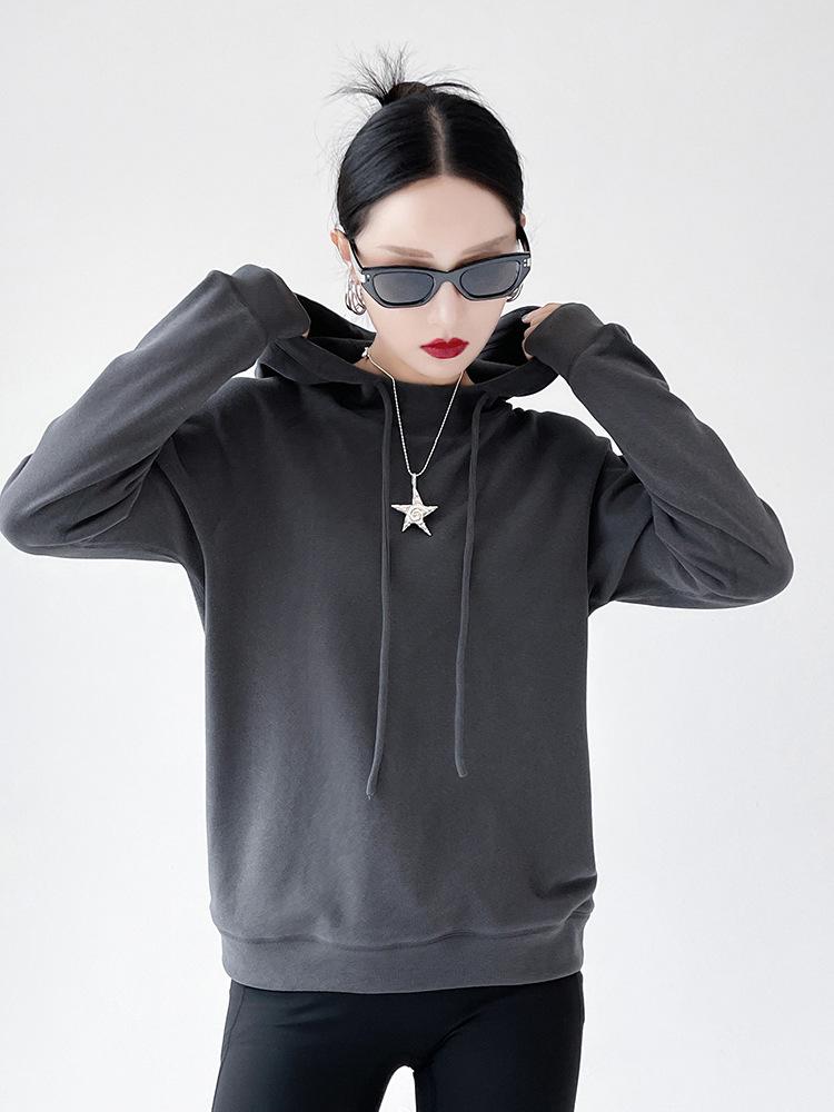 Women's Long-Sleeve Drawstring Hooded Sweatshirt - New Slim Style for Spring and Autumn, Great As Layer or Outerwear