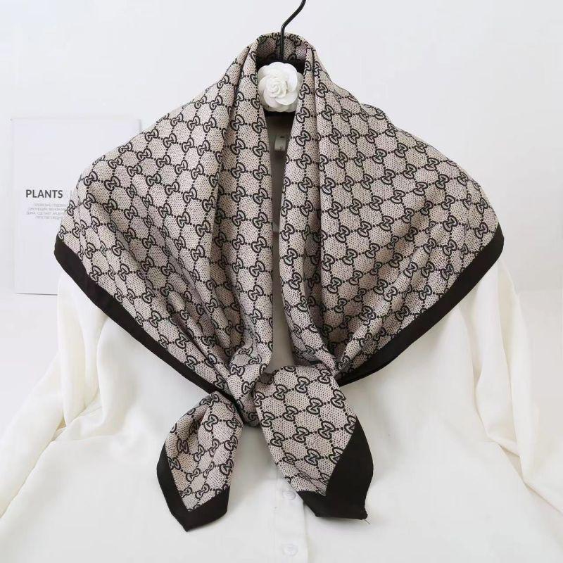 Black and White Animal Print Faux Silk Twill Scarf - 90x90CM Autumn/Winter Shawl for Women