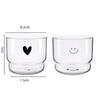 300ml Liebe/Glücklich Wandglas Tasse Milch Kaffee Herz Tassen Hitzebeständig Gesunde Trinktasse Teetassen Transparentes Trinkgeschirr Tasse