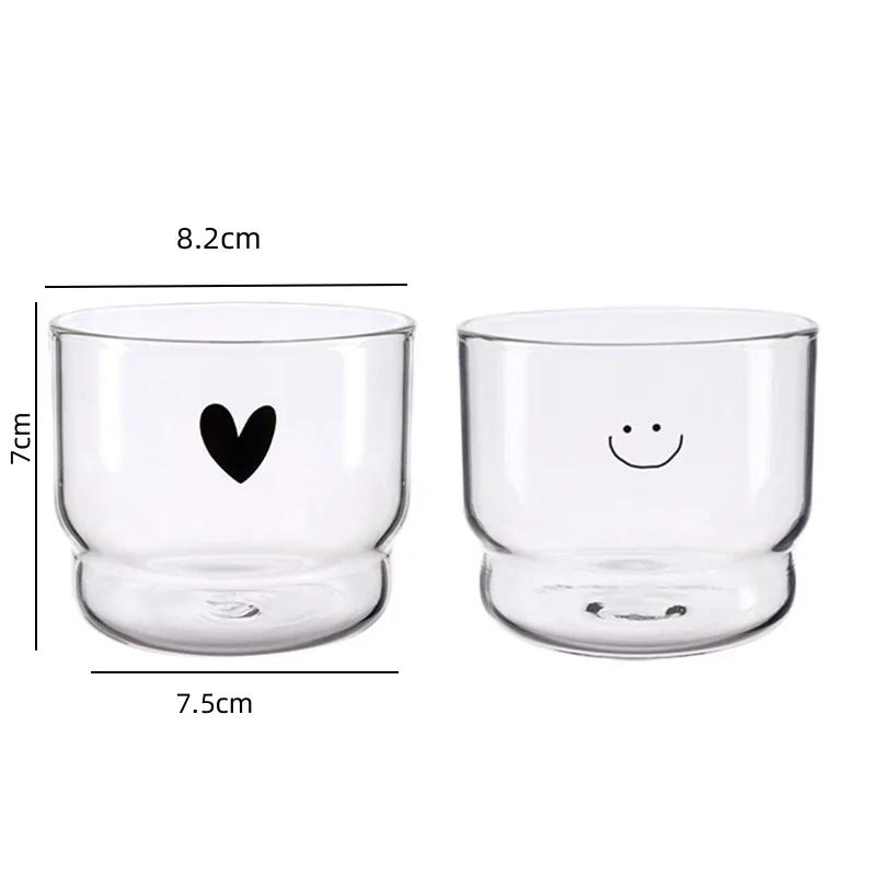 300ml Liebe/Glücklich Wandglas Tasse Milch Kaffee Herz Tassen Hitzebeständig Gesunde Trinktasse Teetassen Transparentes Trinkgeschirr Tasse