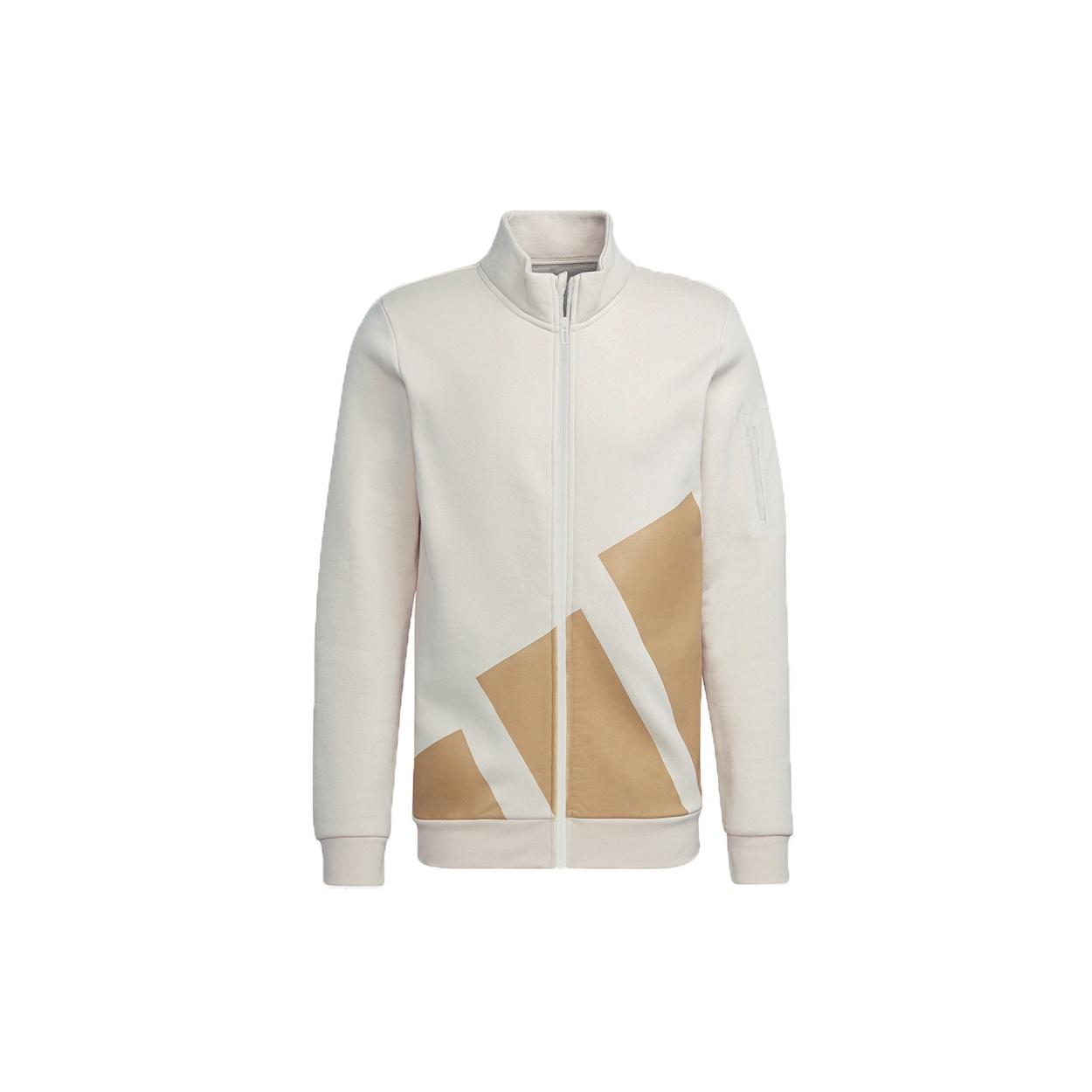 adidas Fleece Jacket M Contrasting Colors Large Logo Sports Creamy White Men s HI1188 M