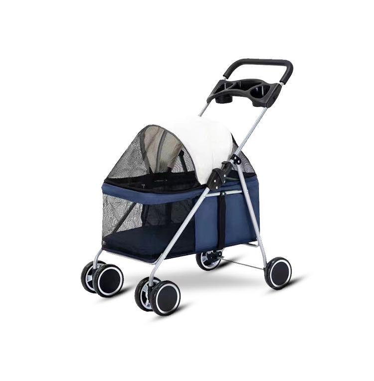 

Легкая складная коляска для питомцев, полностью закрытая для собак и кошек, съемная конструкция для использования на открытом воздухе 38*16*72 темно-синий