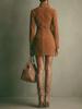 2025 Suede Long Sleeve Stand Collar Dress with Zipper Pocket