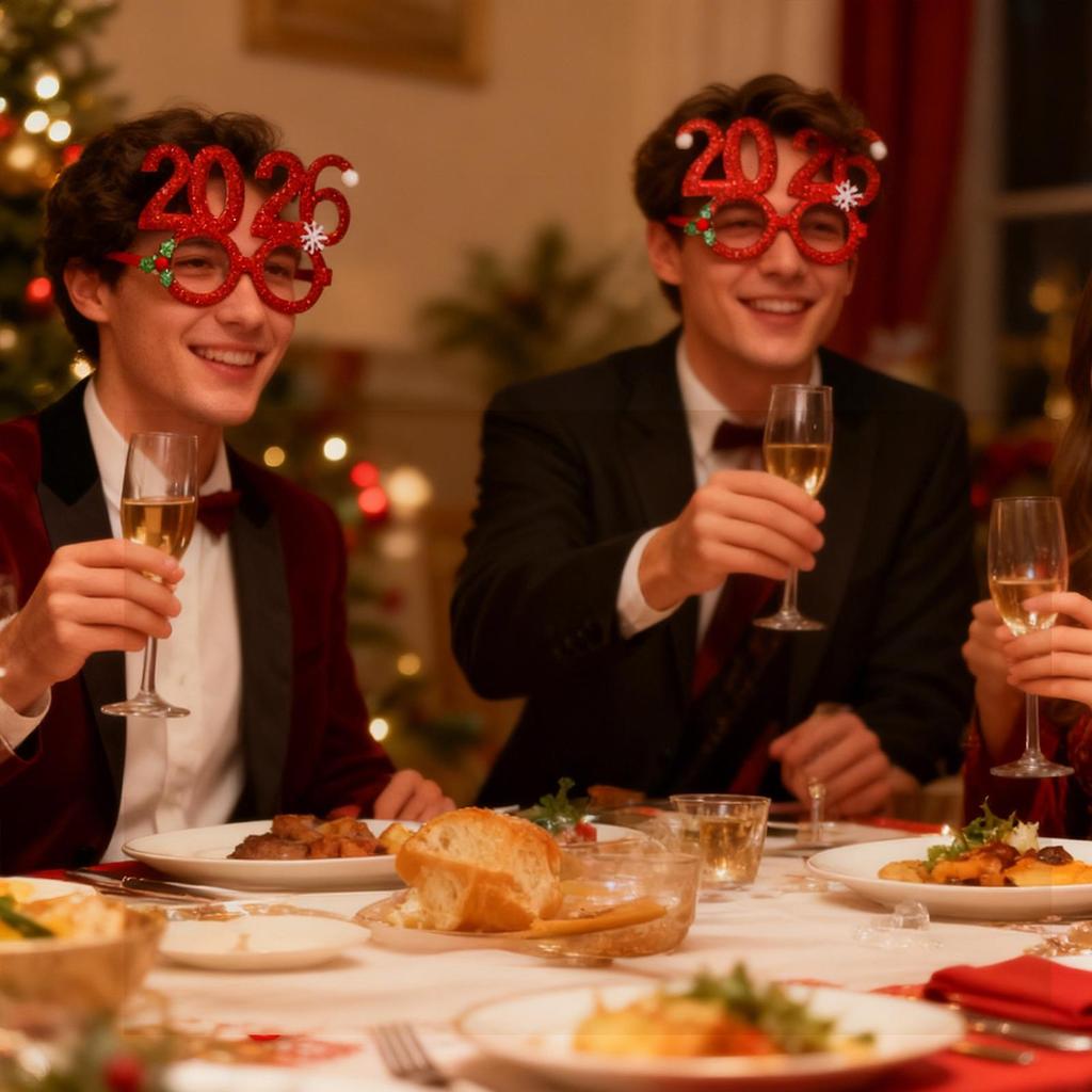 Fun Christmas Glasses 2026 Eyeglasses Props Decorative Props Glasses For Kids Teens Adults Attendees Hosts Night Celebration