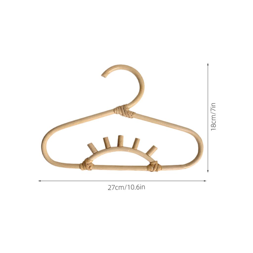 Rattan Childrens Hanger Compact Space-Saving Natural Fiber Hanger for Baby Kids Clothing Dress Skirt Shirt Storage Nursery