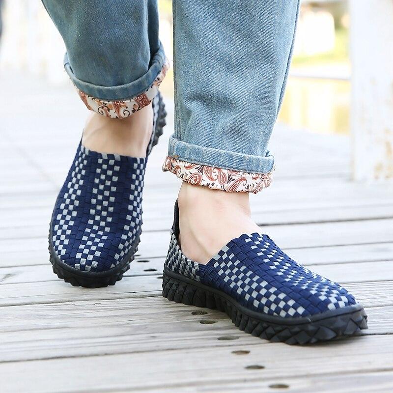 Summer Men Braid Beach Shoes Women Casual Weave Slip On Outdoor Flats Tennis Sneakers for Couples