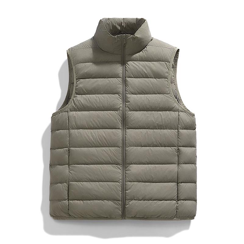 Men's Lightweight Winter Down Vest, 90% Insulated with Stand Collar, Short Fit for Sports, Group Purchase & Custom Printing Available