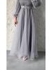 2024 Elegantes Damenkleid mit hohem Halsausschnitt, Netzstoff, schlankmachend, Laternenärmel