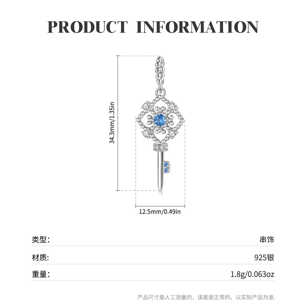 Key Pendant Charm Pendant Authentic 925 Sterling Silver bead for Women Bracelet Fine Ladies Jewelry Fashion beads DIY Jewelry Gift