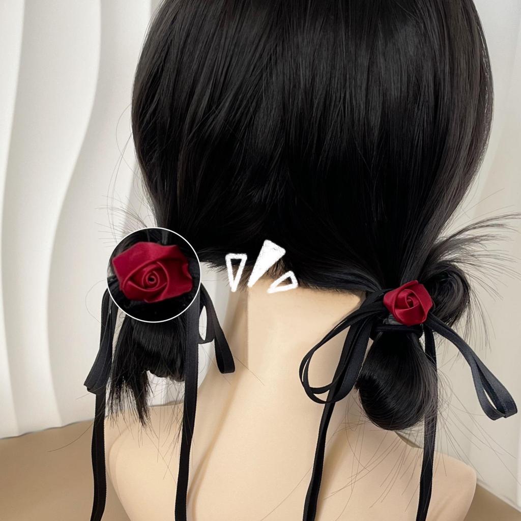 High-End French Bow Ribbon Rose Hair Clip for Women