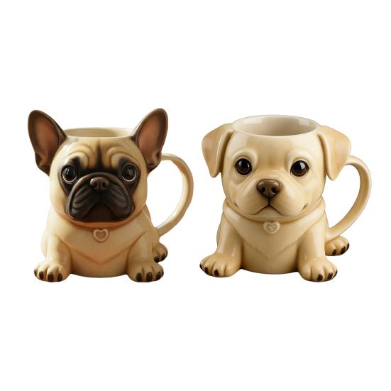 Ceramic Mug Large Capacity French Bulldog Shape Handcrafted Microwave-safe Coffee Cup Reusable Kitchen Essential