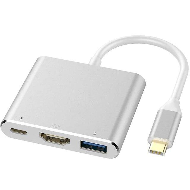 

3-портовый адаптер USB 3.1 Type C Hub HDMI-совместимый 4K Поддержка режима Samsung Dex Док-станция USB-C с PD для MacBook Pro 2020 Air серебряный